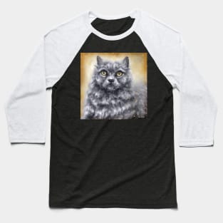 Painting of a Fluffy Blue Persian Cat Baseball T-Shirt